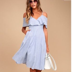 Lulus off the shoulder striped mini dress